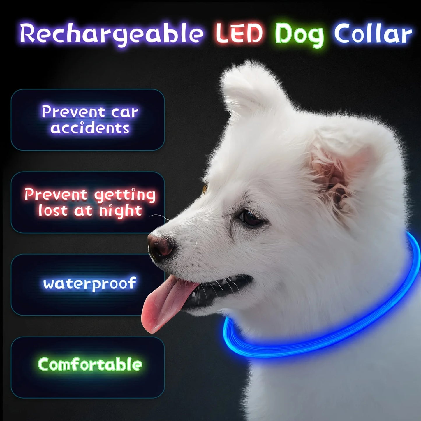 Collare luminoso per cani e gatti - Pet Dog LED Light Collar Luminos