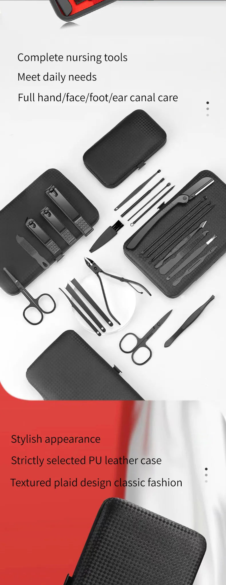 Set per unghie full - manicure in acciaio nero