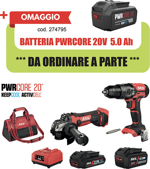 KIT TRAPANO +SMERIGL. +2BAT SKIL 3354EA RED LINE SKIL